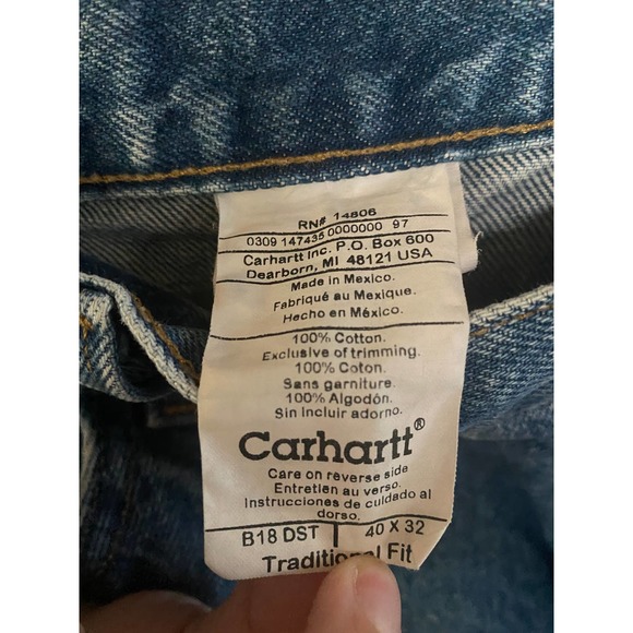 Carhartt Jeans Mens Traditional Fit Jeans RN14806 Size 40 X 32 - Picture 5 of 5